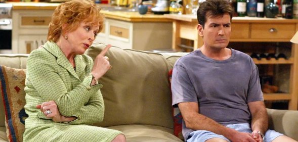 Holland Taylor and Charlie Sheen on Two And A Half Men