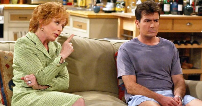 Holland Taylor and Charlie Sheen on Two And A Half Men