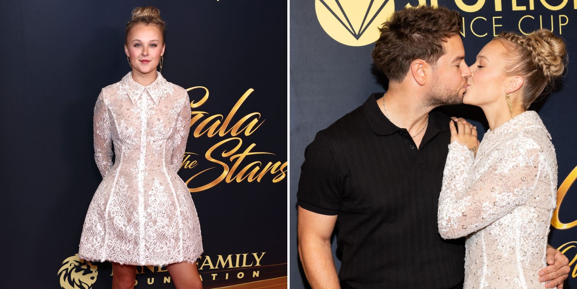 JoJo Siwa shows off different style as she kisses Chris Hughes on red carpet JoJo Siwa shows off different style as she kisses Chris Hughes on red carpet