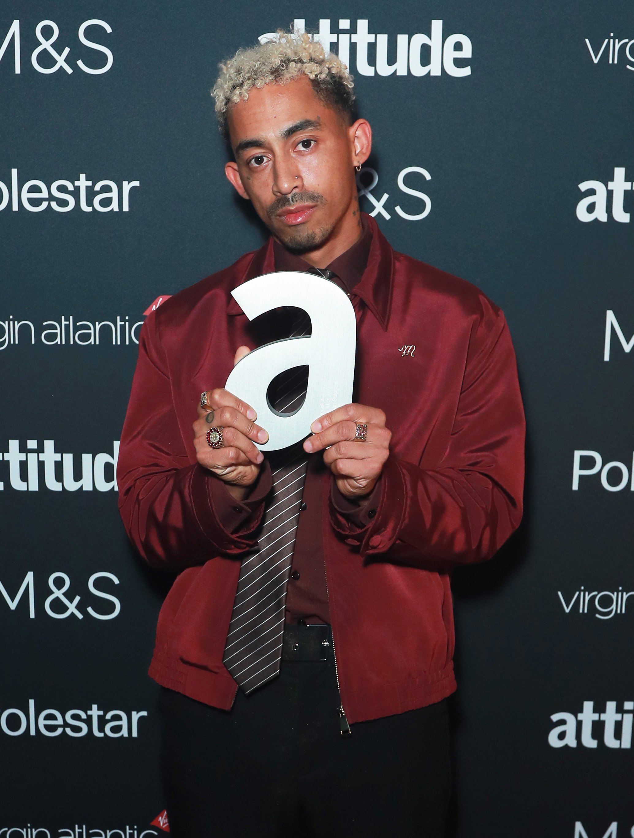Jordan Stephens with The Ally Award at the Virgin Atlantic Attitude Awards 2026