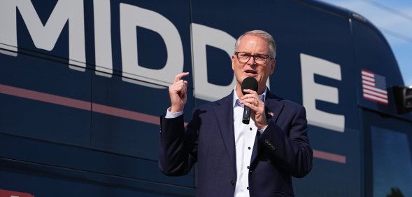 Democratic Senate Candidate Adam Hamilton Kicks Off Bus Tour In Kansas
