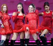 KATSEYE members Sophia Laforteza, Megan Skiendiel, Manon Bannerman, Daniela Avanzini, Lara Raj and Yoonchae Jeung