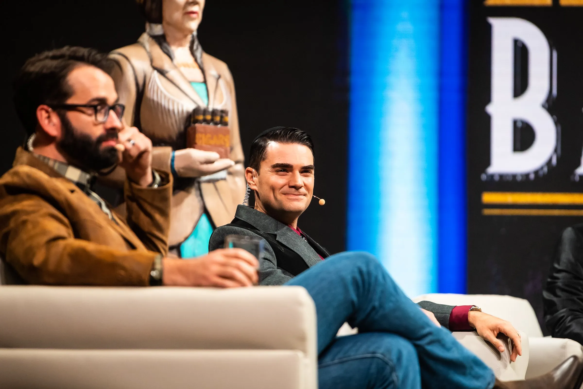 NASHVILLE, TENNESSEE - OCTOBER 12: Matt Walsh and Ben Shapiro speak at Daily Wire Presents Backstage Live at Ryman Auditorium on October 12, 2021 in Nashville, Tennessee. (Photo by Keith Griner/Getty