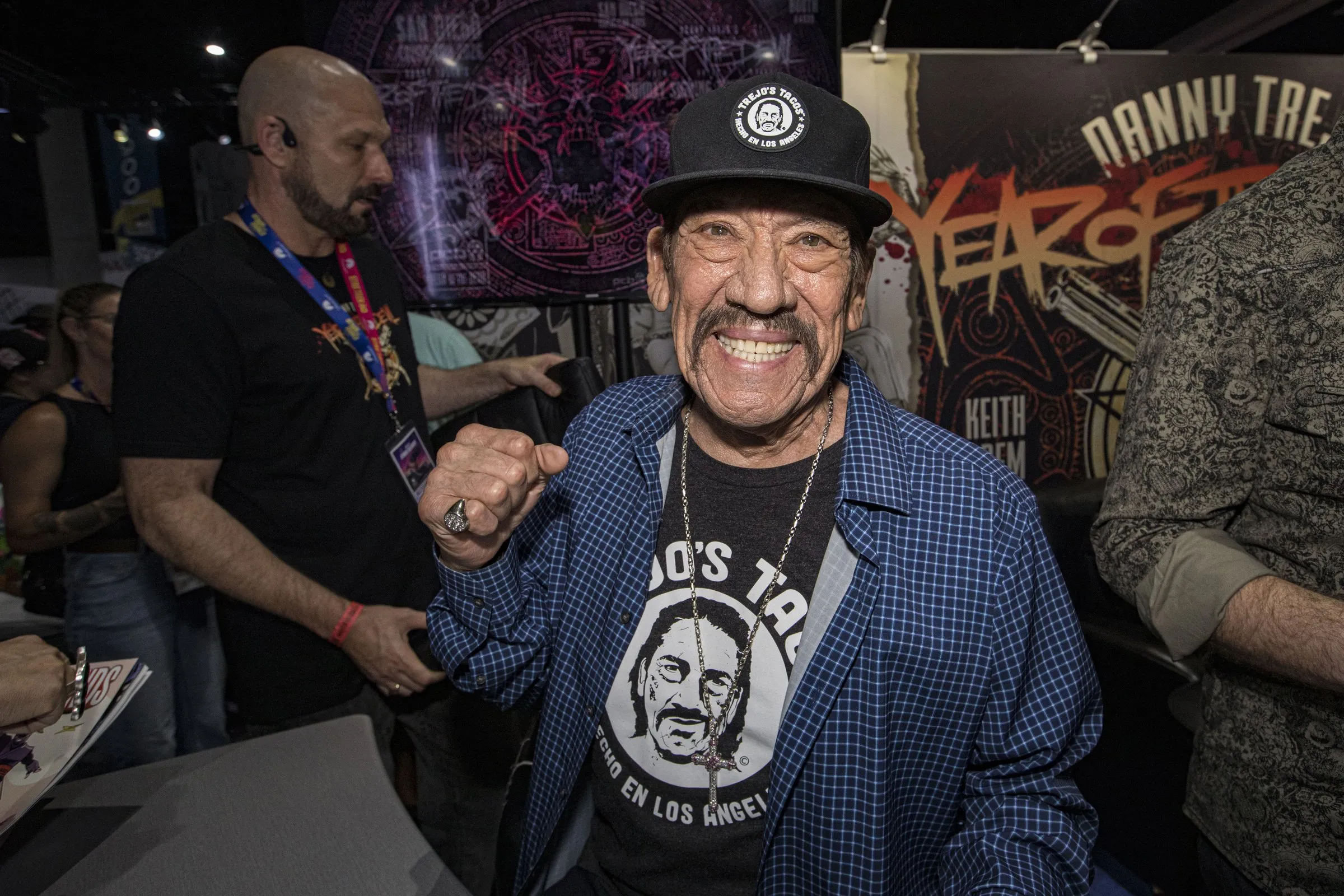 SAN DIEGO, CALIFORNIA - JULY 25: Danny Trejo poses during Day 3 of 2026 Comic-Con International on July 25, 2026 in San Diego, California. (Photo by Daniel Knighton/Getty Images)