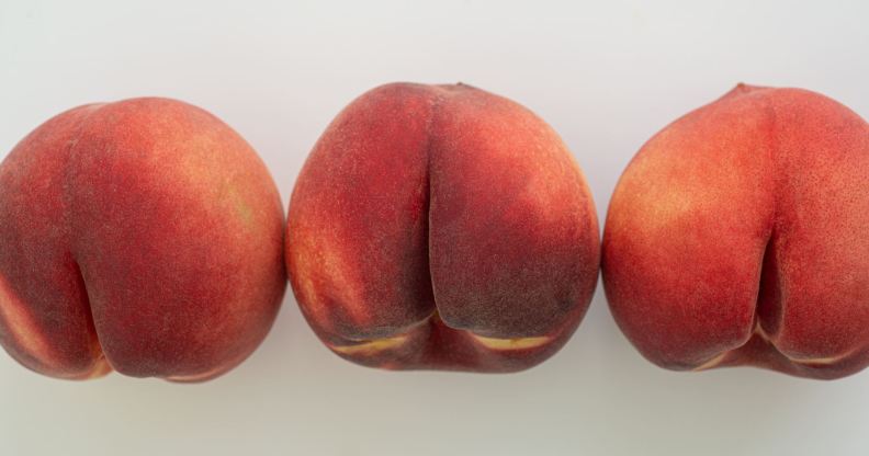 three peach fruits