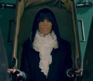 Claudia Winkleman in a coffin