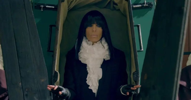 Claudia Winkleman in a coffin