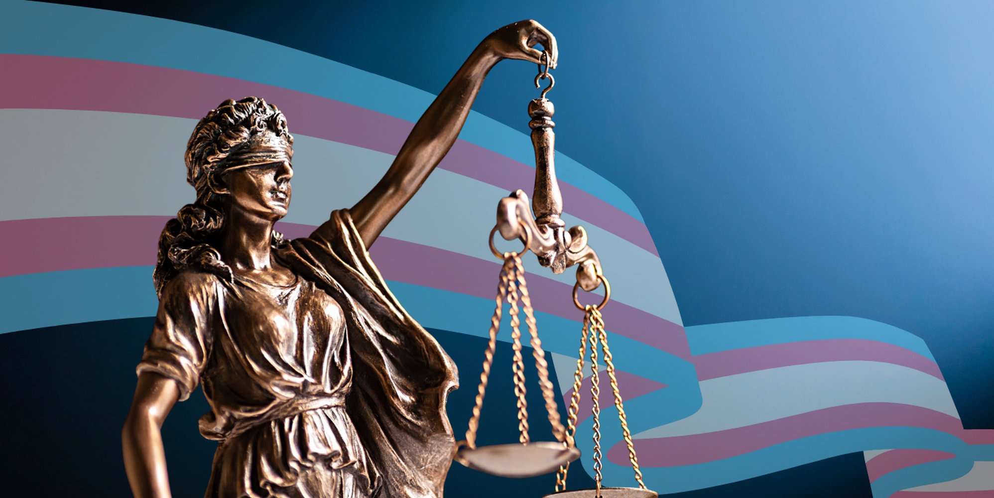 Scales of Justice with a trans flag