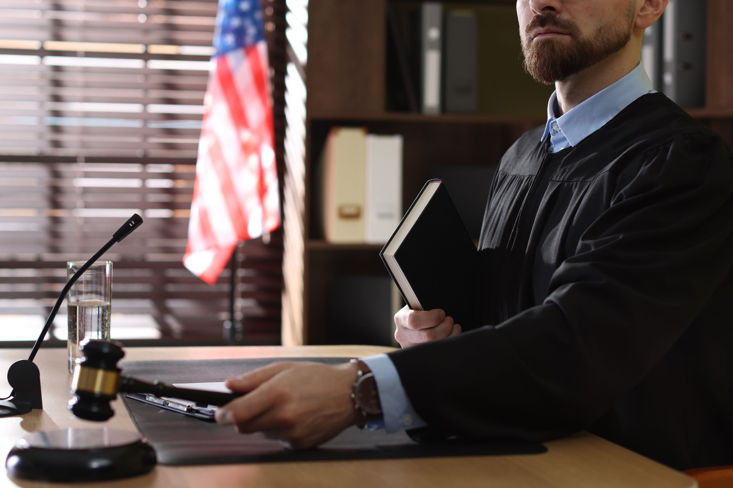 A judge with a gavel.