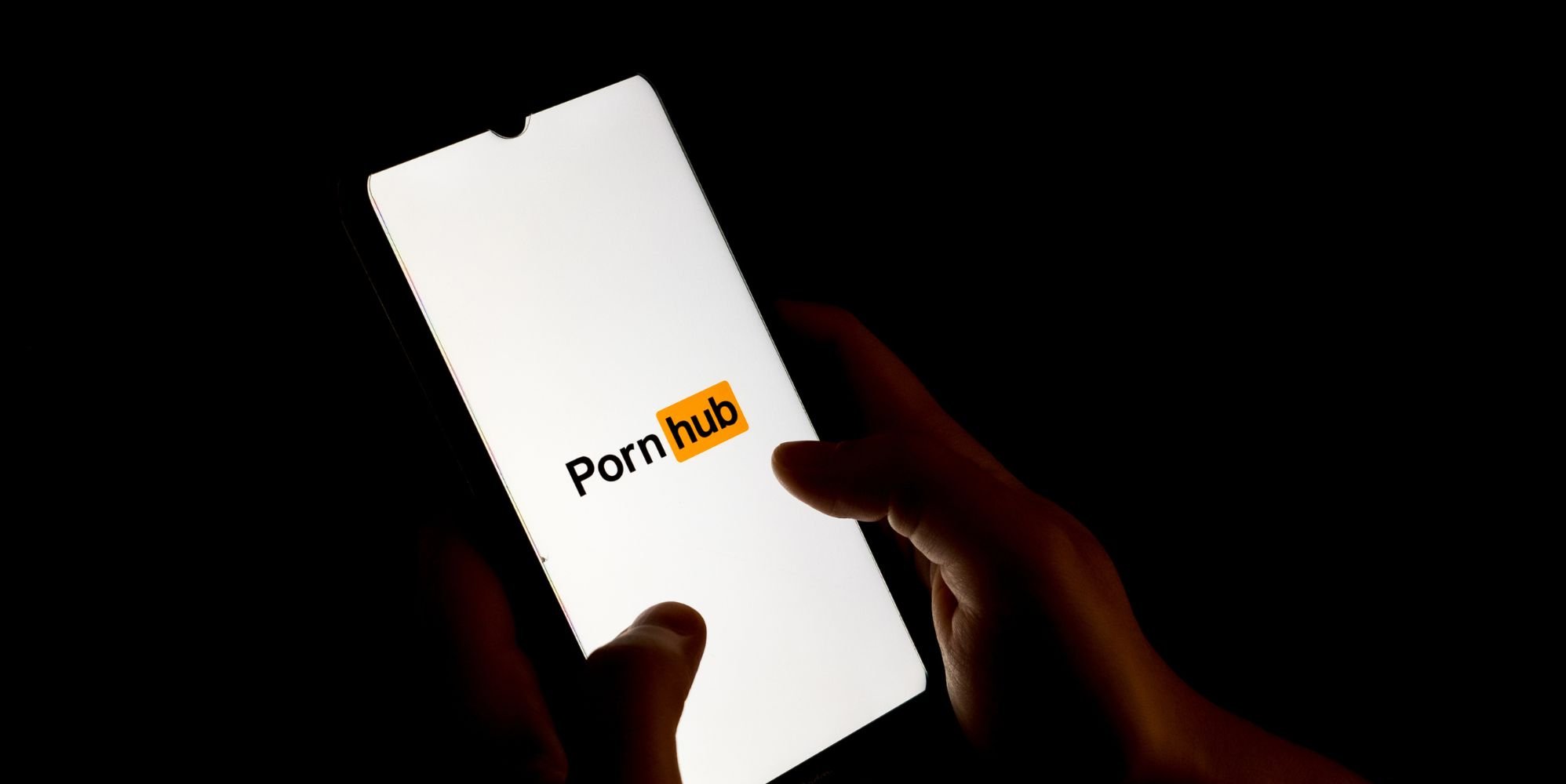 Stock image of the PornHub app on a phone