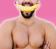 Man eating banana