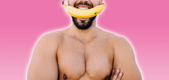 Man eating banana