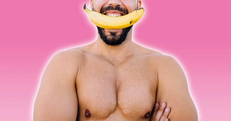 Man eating banana