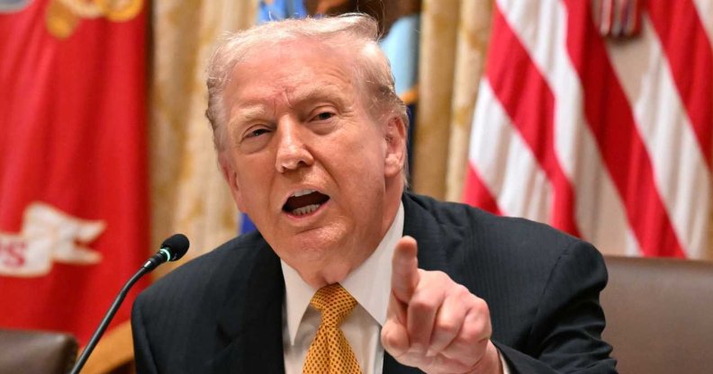 President Donald Trump snapped at a reporter after they asked about the Epstein files.