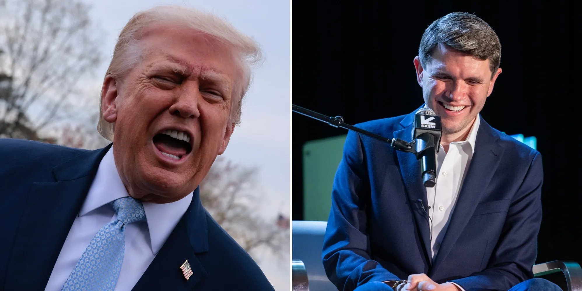 Donald Trump (L) and James Talarico (R)