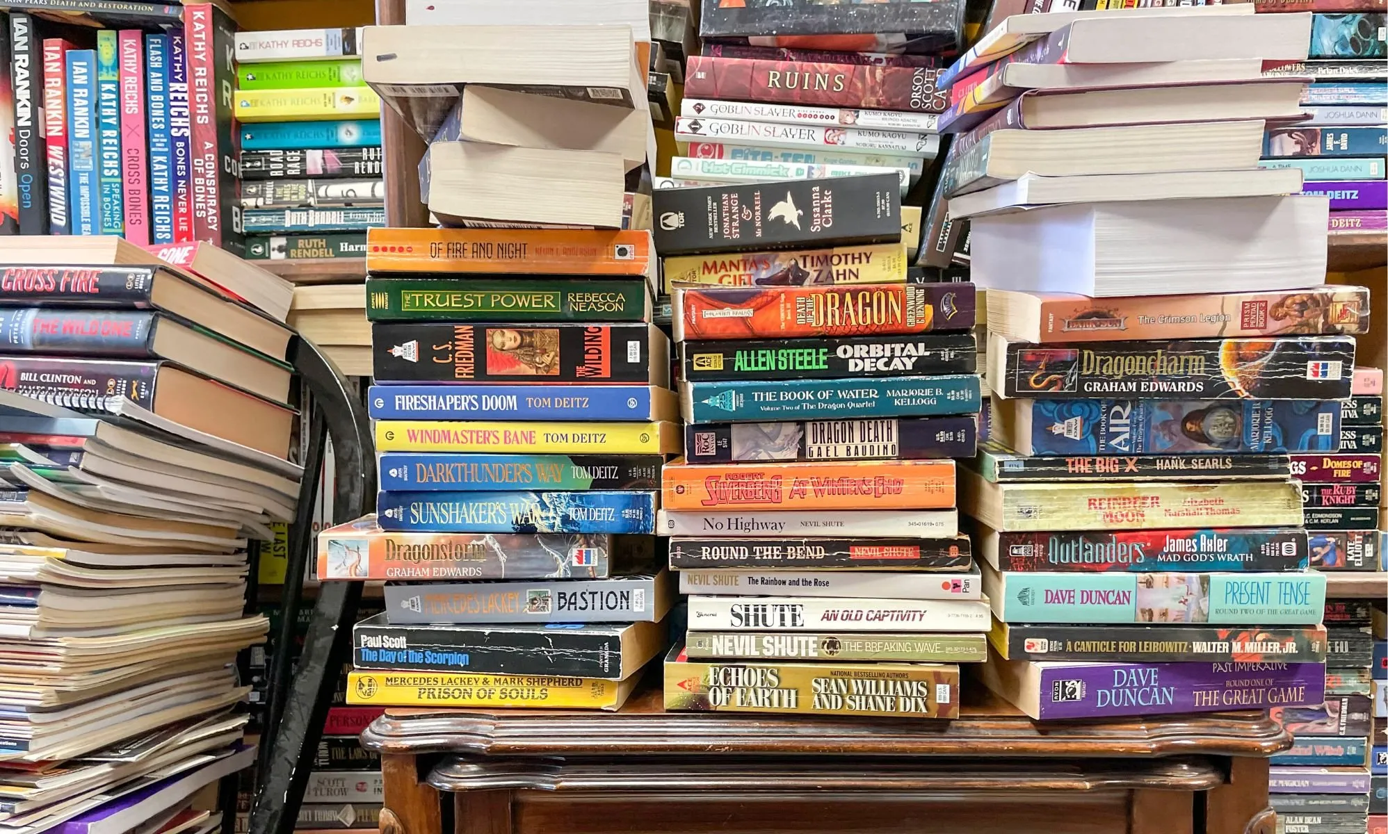 A pile of books.
